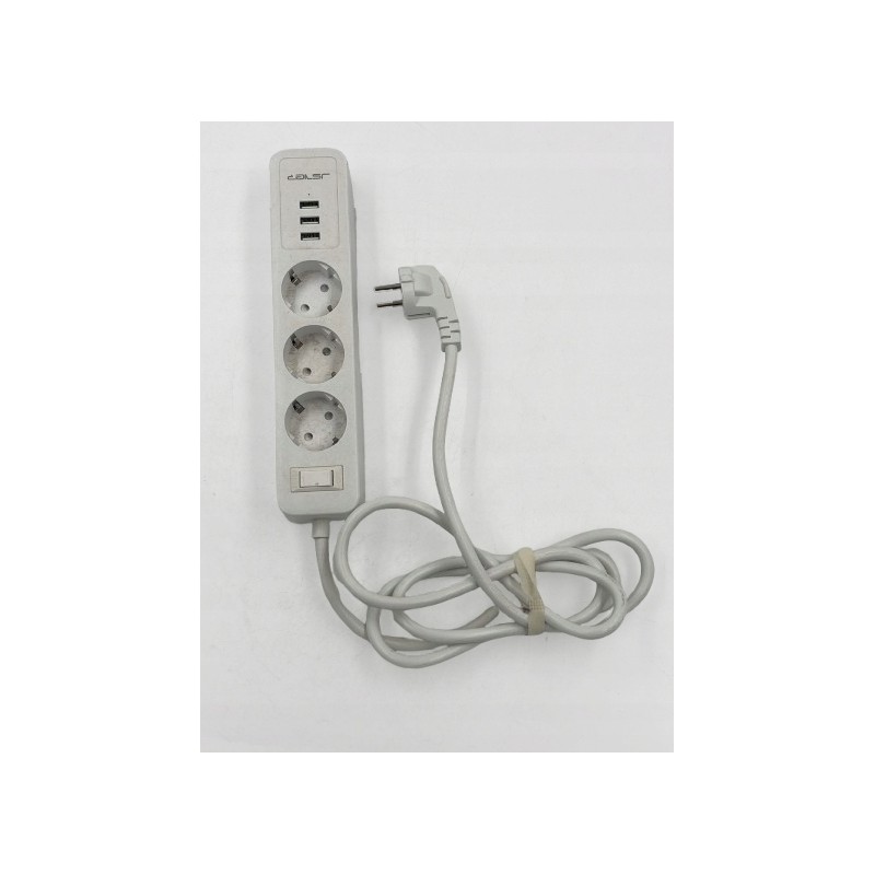 Outlet Listwa zasilająca 6w1 3 gniazda 3 USB 2m wyłącznik przepięciowa