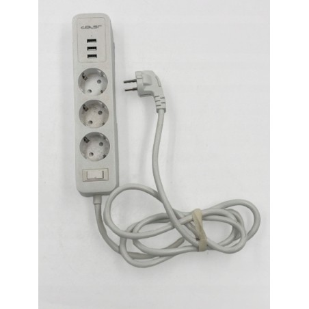 Outlet Listwa zasilająca 6w1 3 gniazda 3 USB 2m wyłącznik przepięciowa