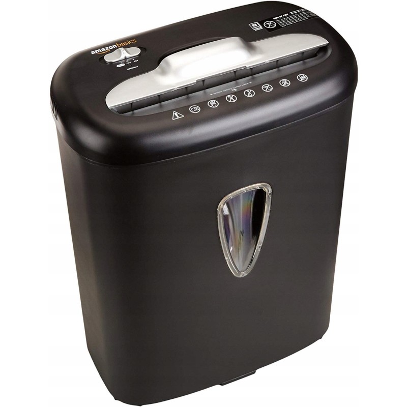 Outlet Amazon Basics P-4 niszczarka papieru 8 arkuszy karty kosz 15.5l