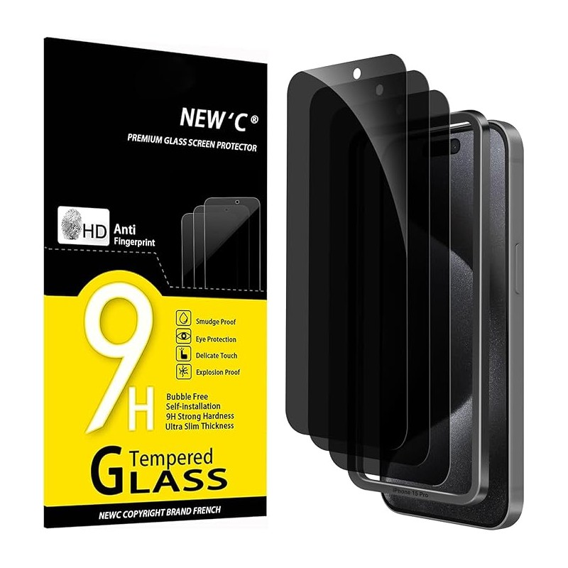 Outlet Szkło hartowane prywatyzujące NEW'C do Iphone 15 PRO(6,1") 3 szt.