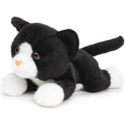 Pluszowy kot czarno-biały Uni-Toys 20 cm realistyczna maskotka eco z głosem