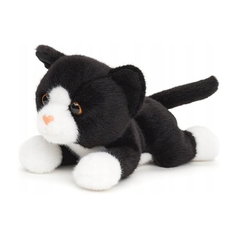 Pluszowy kot czarno-biały Uni-Toys 20 cm realistyczna maskotka eco z głosem