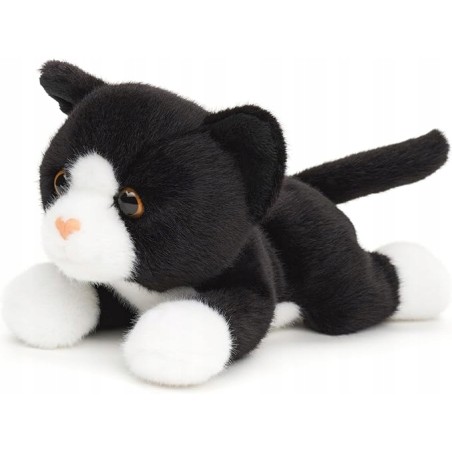 Pluszowy kot czarno-biały Uni-Toys 20 cm realistyczna maskotka eco z głosem