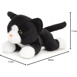 Pluszowy kot czarno-biały Uni-Toys 20 cm realistyczna maskotka eco z głosem