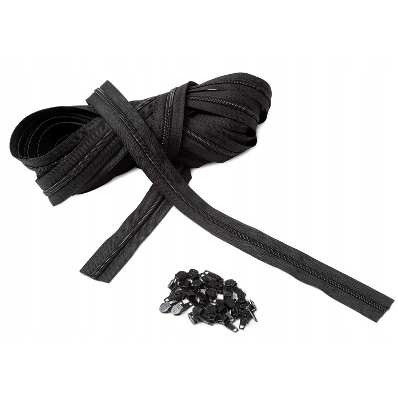 Outlet IPEA Zamek błyskawiczny 10m nylon + 22 metalowe suwaki 30mm czarny