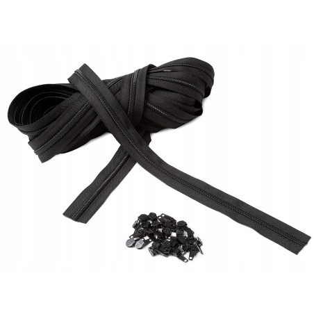 Outlet IPEA Zamek błyskawiczny 10m nylon + 22 metalowe suwaki 30mm czarny