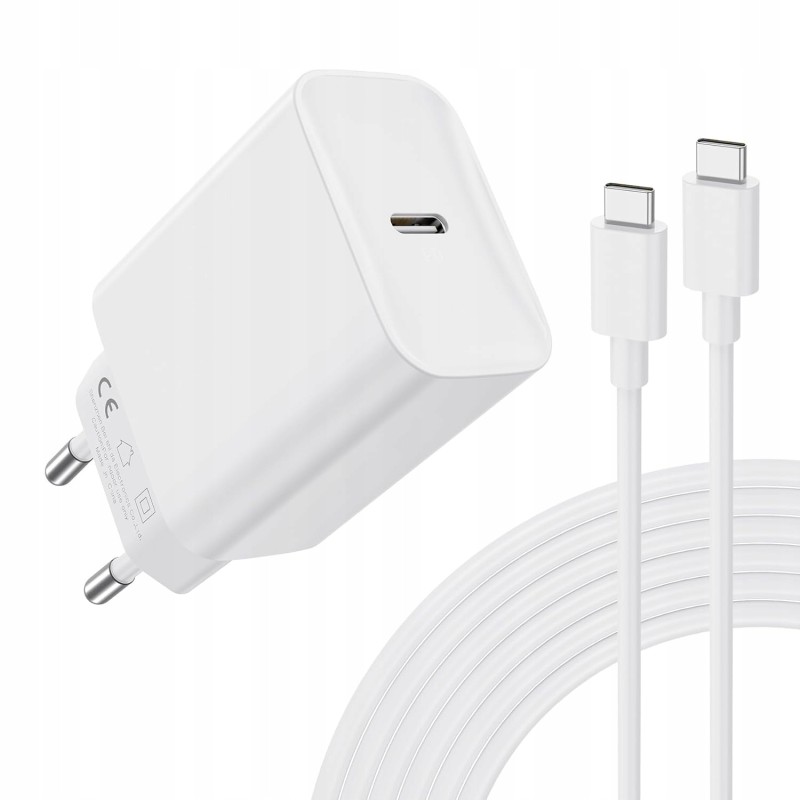 Outlet Ładowarka HOME 20W z kablem 1m USB-C, szybkie ładowanie, biała