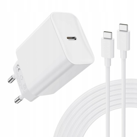 Outlet Ładowarka HOME 20W z kablem 1m USB-C, szybkie ładowanie, biała