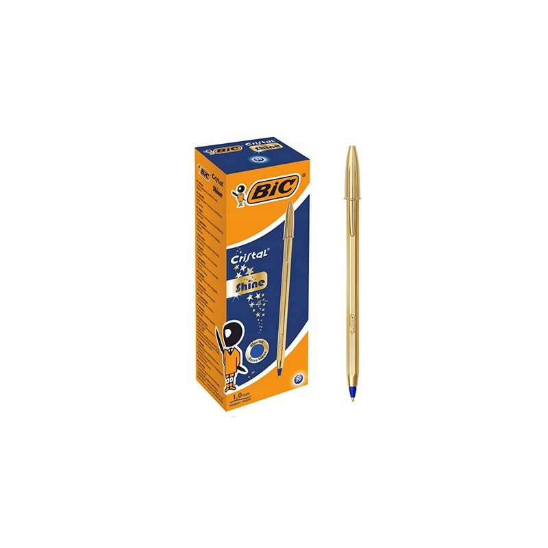Outlet DŁUGOPIS BIC CRISTAL SHINE ZŁOTY 14 SZT NIEBIESKI