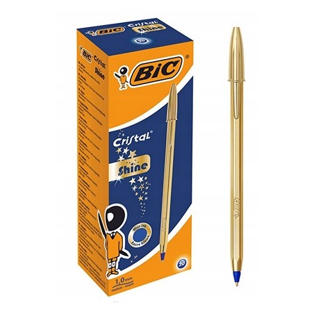 Outlet DŁUGOPIS BIC CRISTAL SHINE ZŁOTY 14 SZT NIEBIESKI