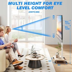 Outlet 5Rcom Biały stojak na telewizor 27-60" z regulacją i obrotową