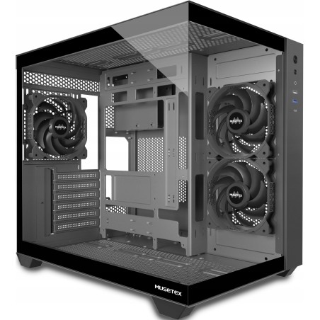 Outlet MUSETEX Y6 Obudowa PC ATX 3 zainstalowane wentylatory bez RGB czarna