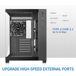 Outlet MUSETEX Y6 Obudowa PC ATX 3 zainstalowane wentylatory bez RGB czarna