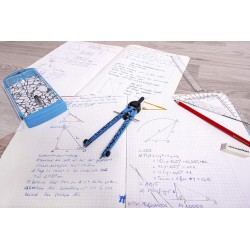 Outlet Cyrkiel Eberhard Faber z szybką regulacją, niebieski neon + 4 ołówki