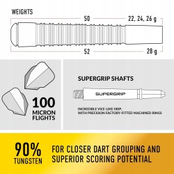Outlet Zestaw rzutek Harrows Supergrip Ultimate Tungsten 22g-28g z etui 20