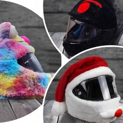 Outlet Uniwersalny Pluszowy Pokrowiec na Kask Motocyklowy Święty Mikołaj