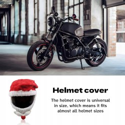 Outlet Uniwersalny Pluszowy Pokrowiec na Kask Motocyklowy Święty Mikołaj
