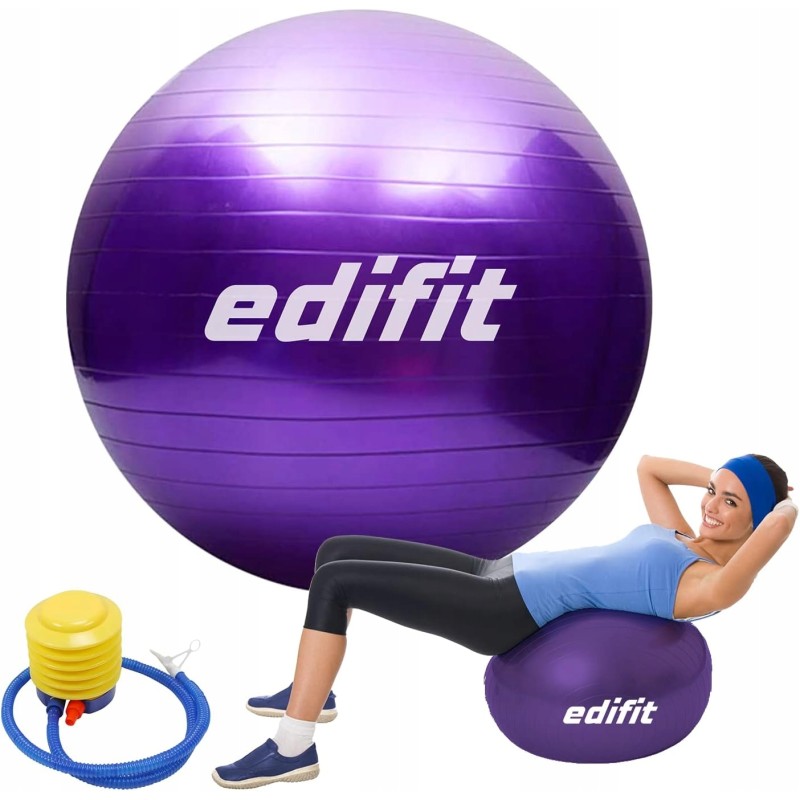 Outlet EDIFIT Piłka do jogi i pilatesu r. 65 fioletowa w zestawie z pompką
