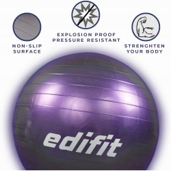 Outlet EDIFIT Piłka do jogi i pilatesu r. 65 fioletowa w zestawie z pompką