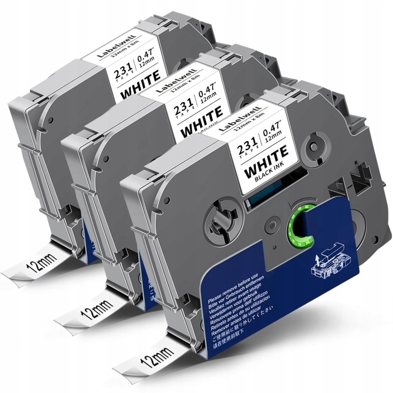 Outlet Taśma etykietowa TZe-231 Brother P-Touch H110 12mm 3szt