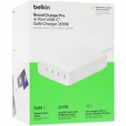 Outlet Ładowarka Belkin Boost 200W GaN 4 porty USB-C 140W + 60W biała