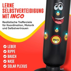 Outlet Worek treningowy INGO dla dzieci 165 cm czarny + rękawice i pompka