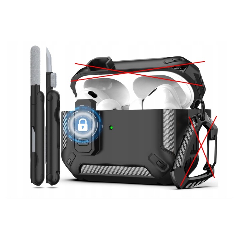 Outlet Etui RFUNGUANGO twarde do AirPods Pro 1/2 z zestawem czyszczącym