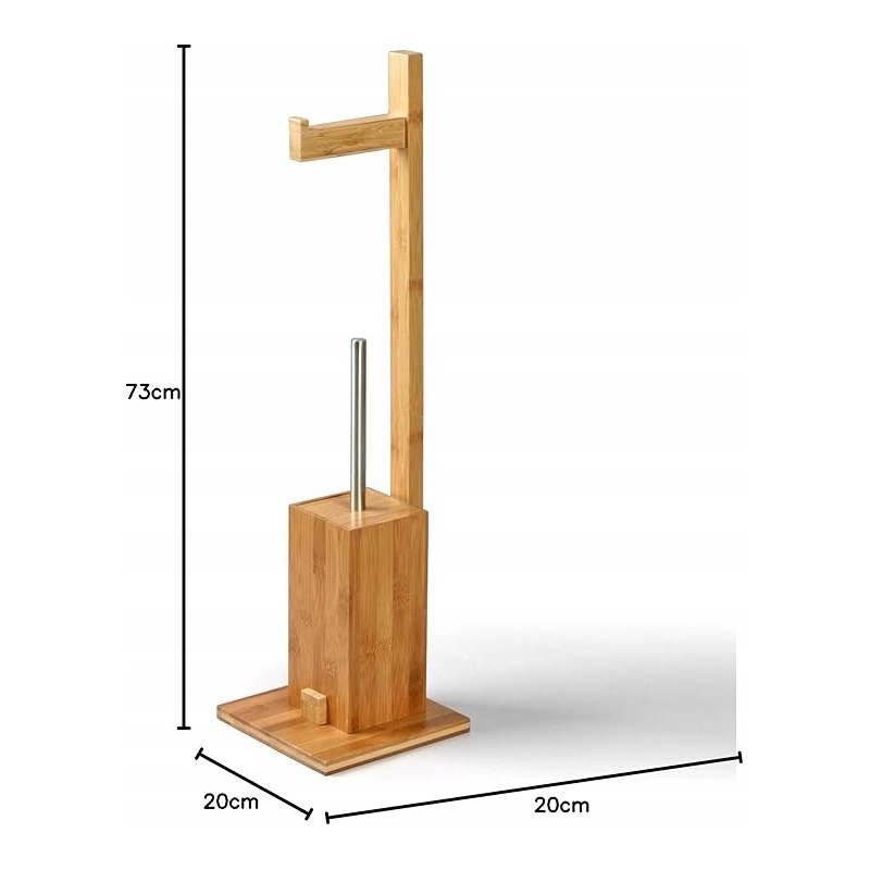 Outlet MSV STOJAK BAMBUSOWY NA PAPIER TOALETOWY + SZCZOTKA WC 73CM