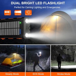 Outlet Powerbank solarny 26800mAh z korbą, 7 wejść, wodoodporny na camping