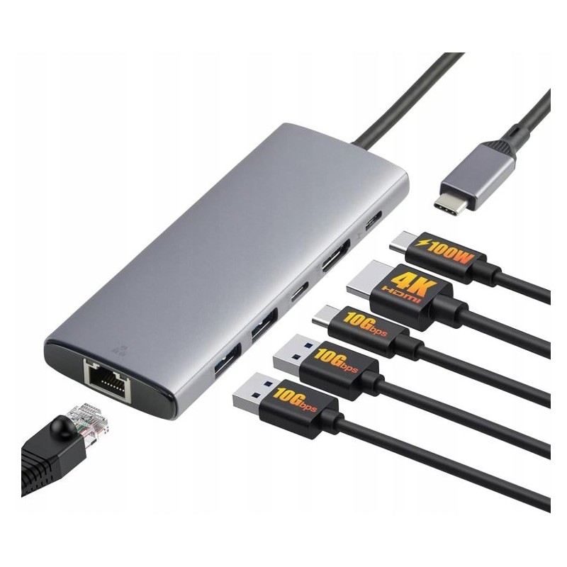 Outlet Amazon Basics adapter USB-C / USB 3.1 6w1 HDMI 4K Ethernet 100W