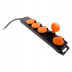 Outlet Listwa 5 Gniazd Wodoodporna 2P+Z 16A IP44 Zenitech z Klapkami
