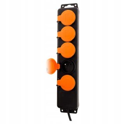 Outlet Listwa 5 Gniazd Wodoodporna 2P+Z 16A IP44 Zenitech z Klapkami