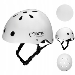 Kask Dziecięcy Rower Hulajnoga MoMi Mimi Biały Matowy 48-55 cm regulowany