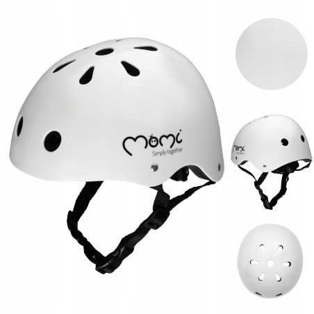 Kask Dziecięcy Rower Hulajnoga MoMi Mimi Biały Matowy 48-55 cm regulowany