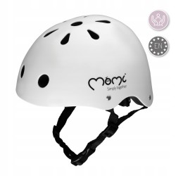 Kask Dziecięcy Rower Hulajnoga MoMi Mimi Biały Matowy 48-55 cm regulowany