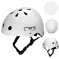 Kask Dziecięcy Rower Hulajnoga MoMi Mimi Biały Matowy 48-55 cm regulowany