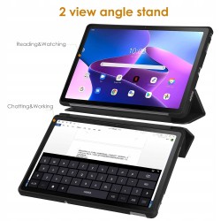 Outlet Skórzane etui z podstawką do Lenovo Tab M10 Plus (3. gen.) czarne