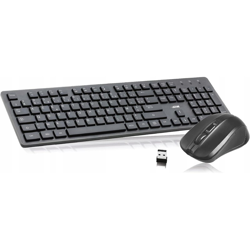 USZKODZONY Zestaw bezprzewodowej myszy i klawiatury AZERTY (FR) APM 100042
