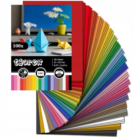 Outlet Papier kolorowy A4 120g brystol zestaw 20 kolorów 99 sztuk