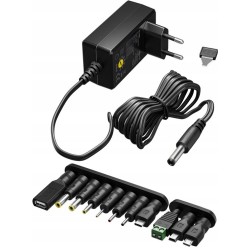 Outlet Zasilacz regulowany uniwersalny 3V 12V 1A USB-C DC 11 końcówek