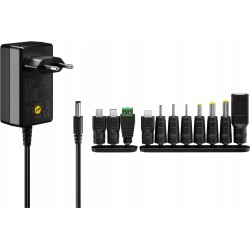 Outlet Zasilacz regulowany uniwersalny 3V 12V 1A USB-C DC 11 końcówek
