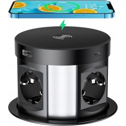 Outlet HANNELORE Wsuwana listwa elektryczna Blatowa 3x gniazdka 3680W USB