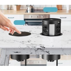 Outlet HANNELORE Wsuwana listwa elektryczna Blatowa 3x gniazdka 3680W USB