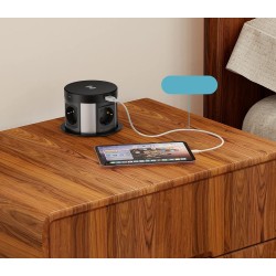 Outlet HANNELORE Wsuwana listwa elektryczna Blatowa 3x gniazdka 3680W USB