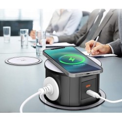 Outlet HANNELORE Wsuwana listwa elektryczna Blatowa 3x gniazdka 3680W USB