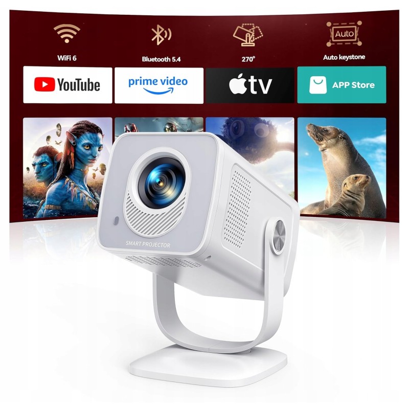 Outlet Projektor Mini 4K TOPTRO HDMI z Androidem 14 Wi-Fi BT Auto