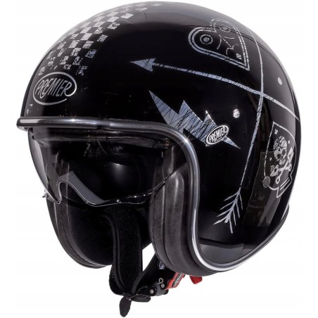 Kask Motocyklowy Premier VINTAGE NX M - Srebrny Chromowany