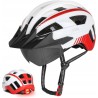 Victgoal Kask rowerowy z LED i wymiennymi okularami, M 54-58 cm, biały