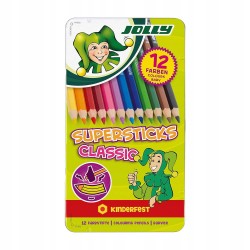 Outlet JOLLY 12 kredek Superstick Classic 3,8 mm w metalowym etui 3D