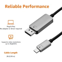 Outlet Kabel USB-C na DisplayPort 4K 60Hz 0.9m aluminiowy szary